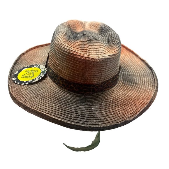 Orange & Black Tie-Dye Pencil Brim Straw Rancher